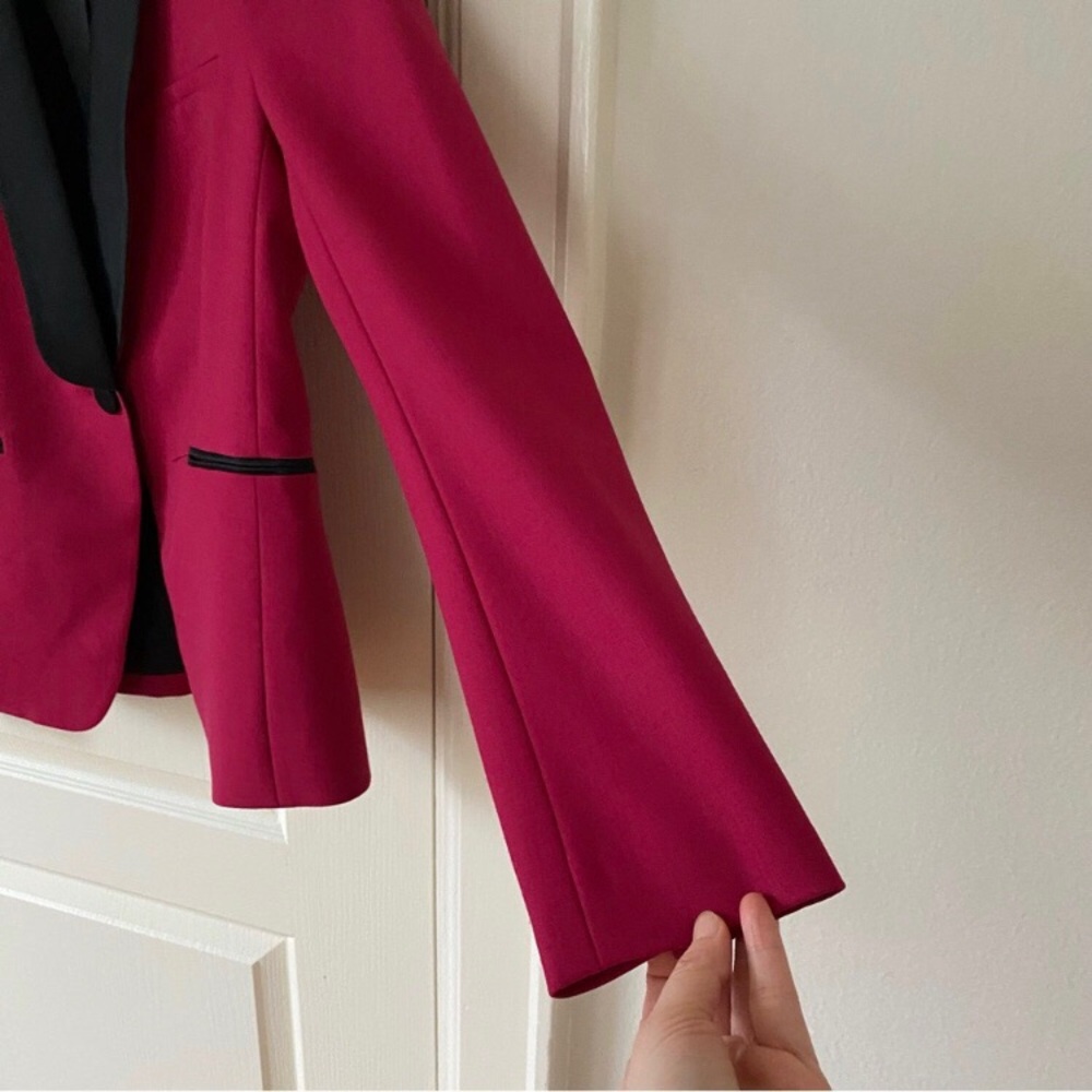 $650 Veronica Beard Keaton Shawl Lapel Tuxedo Fuchsia Pink Wool Jacket Blazer 0 - Picture 5 of 14
